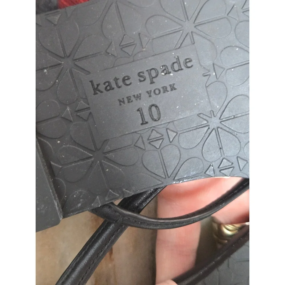 Kate Spade New York Black Pink Thong Flip Flop Sandals Flat Logo Womens‎ 10